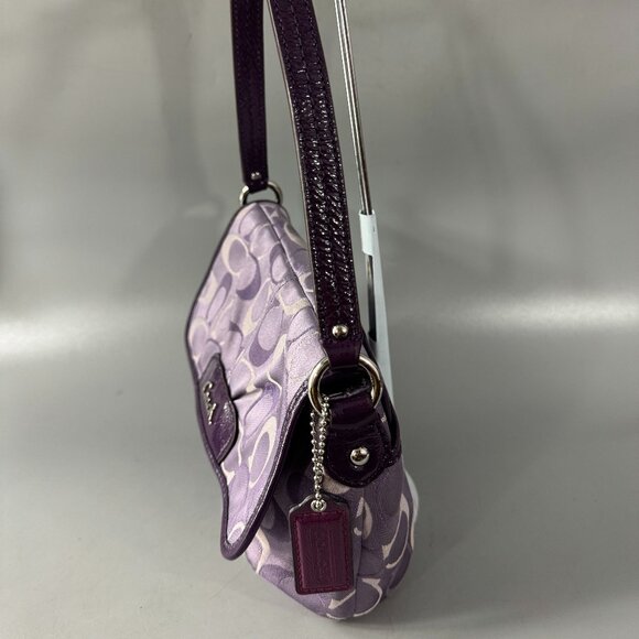 Coach CC Monogram Canvas with Purple Patent Leather Accents Mini Shoulder Bag - Picture 5 of 15